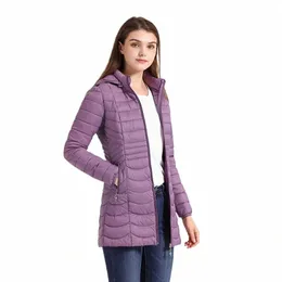 Santelon Women LG Warm Parka for Women Ultralight Padded Puffer Jacket Coat med löstagbar huva lättviktsutkläder R71Y#