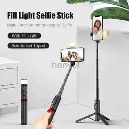 Selfie Monopods FGCLSY 2023 Nowy aluminiowy ukryty bezprzewodowy selfie Stick Bluetooth Monopod Monozod Statyw z wypełnieniem światła do transmisji na żywo 24329