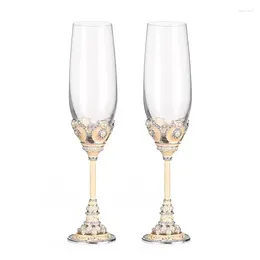 Vinglas med hög fot kristall champagne cup 2 uppsättningar av high-end kreativ rött för hushåll par bröllop presentförpackning