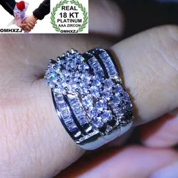 Clusterringe OMHXZJ Ganze europäische Mode Frau Mann Party Hochzeitsgeschenk Luxus Weiß Zirkon 18KT Gold Ring RR609265s