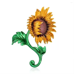 Kolczyki Dangle Sunflower emalia delikatna elegancka elegancka dziewczyny dhinestone lapel pinów akcesoria