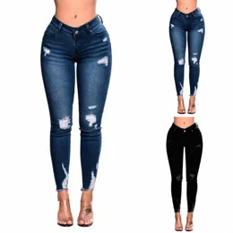 Sha Skinny Jeans Mulheres Cintura Alta Estiramento Rasgado Calças Jeans Stretchy Distred Slimming Calças Destruídas Jeans Rasgados T2kZ #