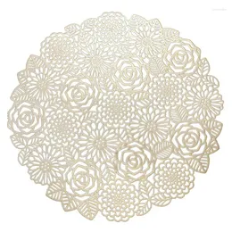 Bordmattor JFBL Placemats uppsättning av 6 för att äta Metallic Hollow Out Blooming Rose Place Banquet Wedding Accent