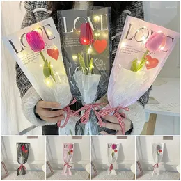 Decorative Flowers Tulips Soap Flower Handmade Mother's Day Gifts Kawaii Artificial Bouquet Wedding Party Home Decoration