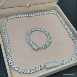 Ожерелья с подвесками Дизайнерские мужские ювелирные изделия Pass Diamond Tester Iced Out Miami Chain Ожерелье Стерлинговое золото 925 пробы 14 мм Кубинское звено