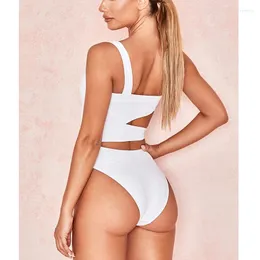 Kvinnors badkläder sexig bikini Set One Shoulder One-Piece Swimsuit 2024 Off Patchwork bodysuit baddräkt Klädflicka
