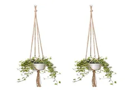 Balco1812733 Pflanzenaufhänger, Jute-Seil, Blumentopf, handgefertigt, Strick-Pflanzenhalter, Hängekorb mit Haken, Neuheit für drinnen und draußen, Haus, Garten