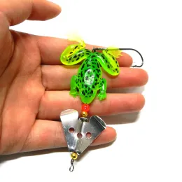 50st mjukt gummi groda fiske lura bas crankbait 3D ögon simulering grod spinn sked bete fiske tackling tillbehör zz