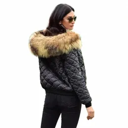 Parkas Outwear LG-Ärmel Pelzkragen Kleidung Trend Cott-gepolsterte Daunenmantel Kurze Kapuze Damen Cott-gepolsterte Manteljacken s9Tl #