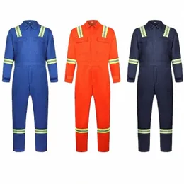 HI VIS ARBETE Övergripande Auto Repair Workshop Svetsdräkt Mekanisk Uniform Coal Miner Mariner Porter Coverall Reflektivitet Säkerhetsdräkt X6YK#