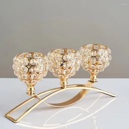 Castiçais de mesa de cristal de luxo com três braços para recepção de casamento e jantares Centro de Mesa Decorativo Comedor