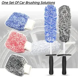 1/2Pcs Car Wash Super Brush Microfiber Premium Wheels Brush Non-Slip soft Handle Easy To Cleaning car wheel Car Accessories