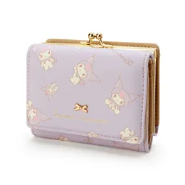 New Cartoon Style Women Casual Wallet Short Cute Kuromi Bag PU Leather Cinnamoroll Card Holders Money Bag Coin Purse For Girls Gifts 212