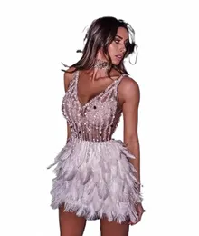 Dres vintage para mulheres pena decorati com decote em v fino curto suspender fi pescoço decorati anel festa sexy dr mulher f366 #