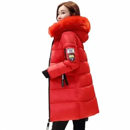 Kış kadın soğuk ceket parkas orta uzunlukta kapüşonlu yastıklı ceket büyük kürk yaka sıcaklık ceket ucuz toptan ücretsiz gemi fi 35s9#