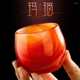 Koppar Saucers Agate Jade Porcelain Teacups Chinese Style Tea Bowls Set Retro Cup Högkvalitativ i 3 former