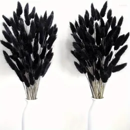 Flores decorativas 60 peças buquê de grama de pampas preto boêmio decoração de mesa de jantar com cauda seca