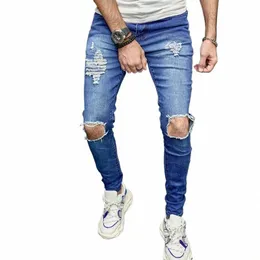 Jeans da uomo 2023 New Beggar's Rotto Piccoli piedi Micro elastico in denim maschile Pantaloni con foro a figura intera Jeans strappati 7482 #