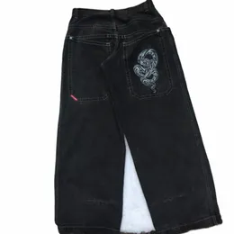 y2k Jeans Streetwear Men Women Hip Hop Snake Graphic Print Gothic Oversized Baggy Jeans Black Pants Harajuku Gothic Wide Trouser V1Dv#