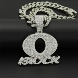 Collane con ciondolo Collana Hip Hop con grande lettera di cristallo Q con bling ghiacciato 13mm di larghezza Miami Catena cubana Gioielli con fascino di moda Dro249Z