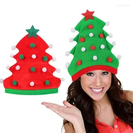 Berets 2024 Christmas Tree Hat إبداع هدايا عيد الميلاد الأحمر الخضراء الفخمة الفقر لباس كبار القبعات المرح