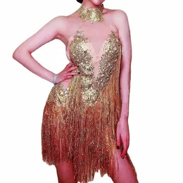 Sleevel Backl Donne Shortative Dr Nightclub Stage Performance Wear Shining Paillettes Rhinestes Mesh Birthday Outfit a5rH #