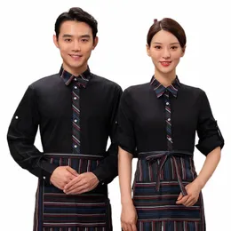 hotel Work Clothes Autumn Winter Clothing Western Hot Pot Shop Uniform Men's and Women's Restaurant Catering Wait G5yD#