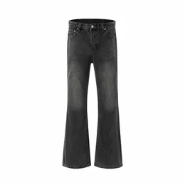 Distred Micro Rosso Fango Tinto Boot Cut Jeans Unisex Dritto Y2k Pantales Hombre Casual Wed Denim Pantaloni Oversize 39T4 #