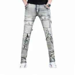 American Retro Heavy Wing Work abbigliamento jeans Men Spring Autumn Style Tranming Slim Pants Slip Pantaloni svasati Trendy H49M#