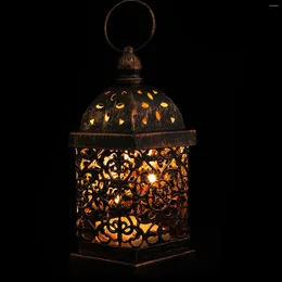 Castiçais de metal decoração lanterna decorativa halloween estilo vintage lâmpada ferro marrocos luz sem chama
