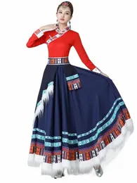 Trajes de desempenho de dança Minoria Adulto Art Examinati Tibetan Dancing Dr Practice Gradualmente Mid-Length Dr e9Gp #