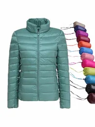 Piumini d'anatra bianchi al 90% da donna Piumini d'anatra sottili ultraleggeri da donna Cappotto caldo autunno inverno con colletto alla coreana G8GU #