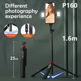 Selfie monopés longo estendido sem fio bluetooth vara 1.53m com dupla luz de preenchimento tripé dobrável para câmeras de ação smartphone 24329