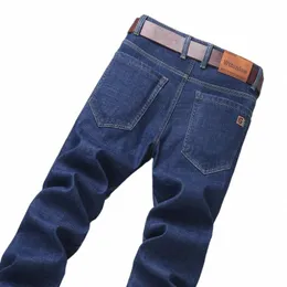 Wthinlee New Busin мужские джинсы повседневные прямые эластичные классические синие черные рабочие джинсовые брюки мужская брендовая одежда k87Q #