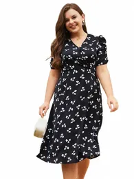 Бандаж с цветочным принтом большого размера Dr Women Elegant Black Plus Size Ladies Summer Maxi Dr V Neck Sexy Lg Evening Dres Women 2023 g4sd #