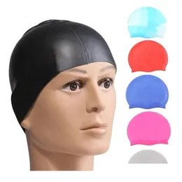 Simkåpor Rainbow Colorf Waterproof Sile Ear Long Hair Protection Swim Pool Cap Badkläder Hattar för ADTS JXW603 Drop Delivery Sports OTZ06