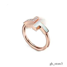 Tiffanyringly Designer Ring for Women Luxury Diamond Ring Mens Double T Open Love Ring Wedding Gold Ring Popular Fashion Classic High Quality Jewelry Blue Box 786