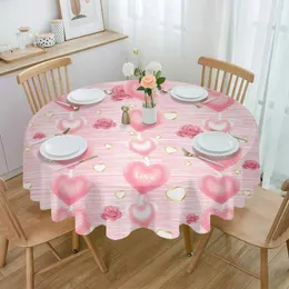 Bordduk Alla hjärtans dag Kärlek Pendant Pink Waterspect Dracloth Decoration Wedding Home Kitchen Matsal Rund