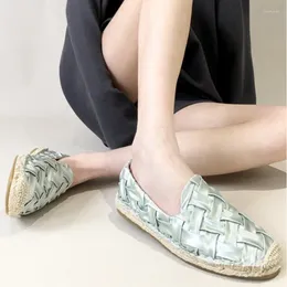 Casual Shoes Brand High-quality Fisherman Women 22 Early Spring Fashion Woven Single Satin Lazy Slip-on Loafers Femme Zapatos