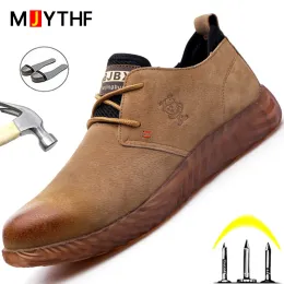 Sapatos 2023 Sapatos de segurança de construção homens perfuram sapatos de trabalho à prova de aço antismo de aço de toe