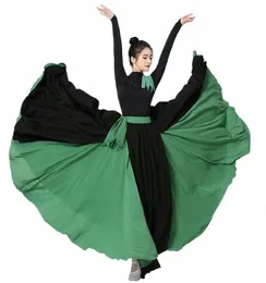 女性の新しいMgolian Dance Minority Art Test Big Swing Skirt Modern Dance Practice Set o5wo＃