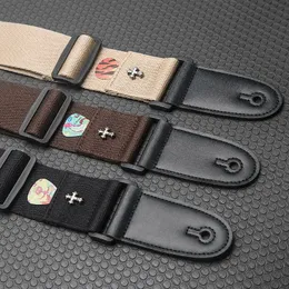 SLOZZ Acoustic Electric Guitar Strap Can Hold 1 Pick Woven Cloth Leather End 5cm Width 155cm Length Guitar Bass Accessories