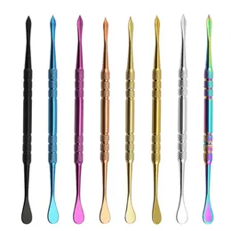 Metal colorido arco-íris cera dabber ferramenta acessórios para fumar ferramentas longas dab colher única pá de aço inoxidável erva seca para banger prego bongs tubos de água