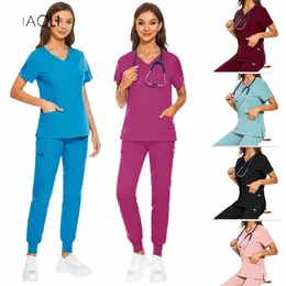 Scrubs Medical Uniforms Woman Nurses Accores for Hospital Dental Clinic Pet Shop Work Wear Beauty Sal Phcist Scrub Set P71t#