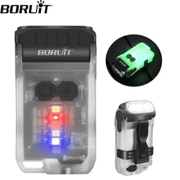 Boruit v15 edc chaveiro lanterna portátil mini tocha tipo-c recarregável luz de trabalho com clipe magnético lanterna de bolso de acampamento 240327