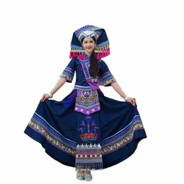 guangxi Unique Gnt Female March 3rd Ethnic Performance Clothing Minority Outfit Adult Zhuang Brocade Embroidered Lg Dr x9Y8#