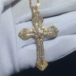 choucong Fashion Big Cross Pendants 5A Cz Gold Filled 925 silver Party Wedding Pendant with Necklaces for Women Men jewelry2785