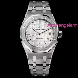 Schweizer AP Armwache Watch Royal Oak Serie 15450st OO.1256st.01 Weiße Platte Präzision Stahl Herren Sportmaschinen Uhr