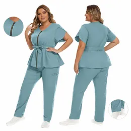 spa Uniform Womens Manicurist Beautician Red Work Uniform High-quality Scrubs Sets Breathable Health Care Phcy WorkWear Suit o3oF#