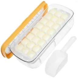 Garrafas de armazenamento bandeja de gelo de silicone cubo molde caixa criativa máquina do fabricante doméstico com tampas recipiente bandejas para freezer plástico